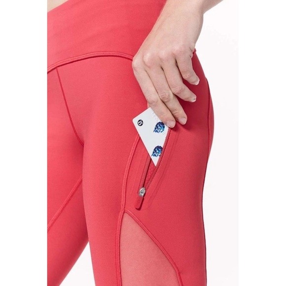 Lululemon‎ Sun Runner Crop Leggings Coral Color Running Yoga Active Sz 10 - Picture 9 of 9